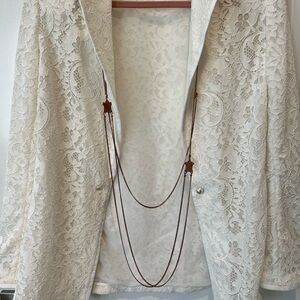 nib ONE TEASPOON Long 30 inch Layered Stackable Necklace in Rose Gold Plated